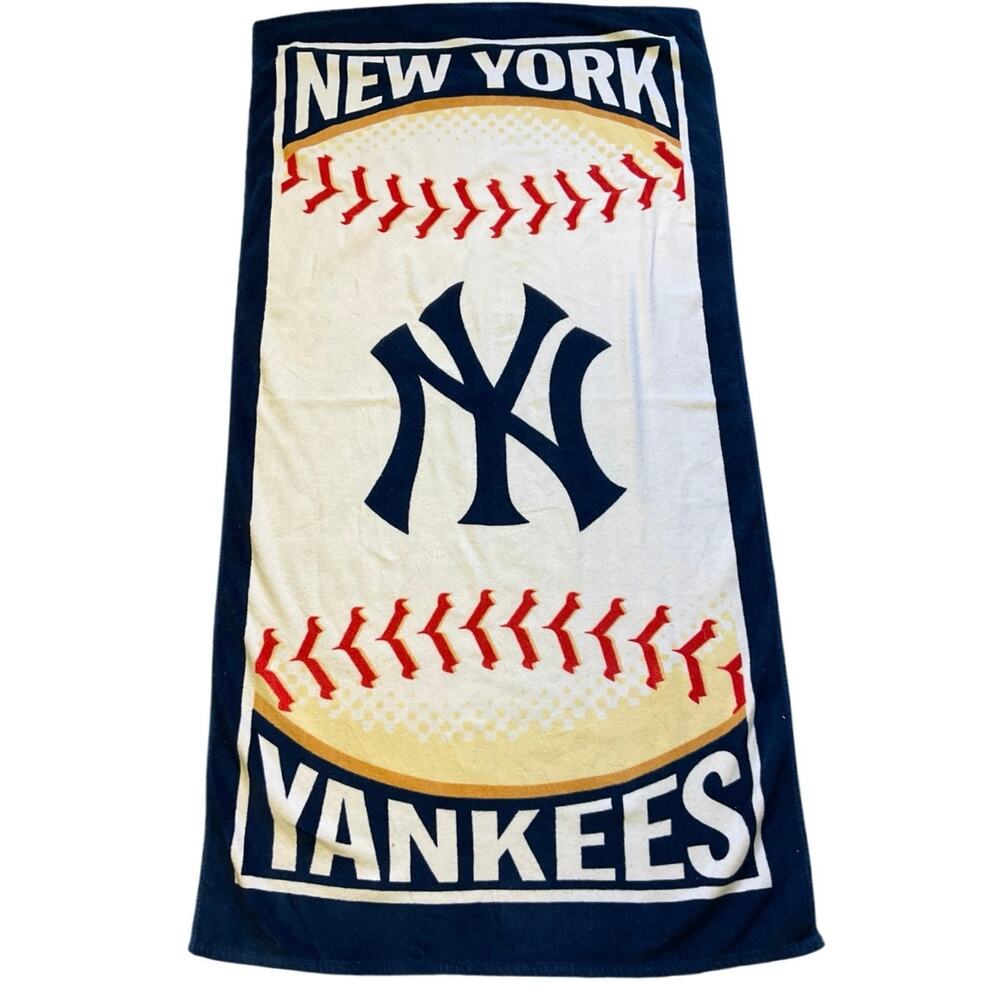 New York Yankees Beach Towel MLB Large Bath Towel Blue White Cotton